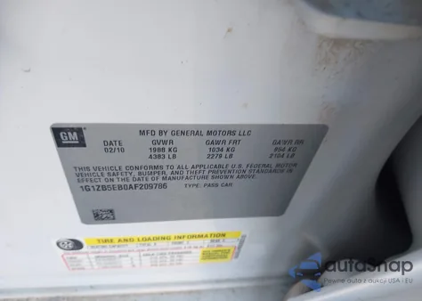 2010 Chevrolet Malibu Ls из США, поврежденный, VIN 1G1ZB5EB0AF209786